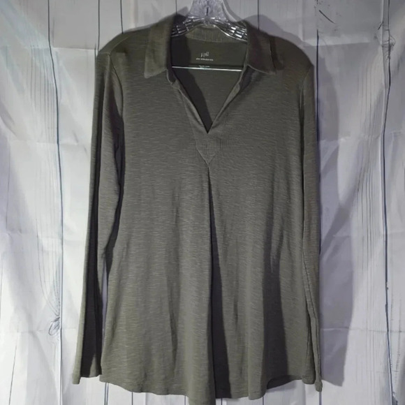 J.Jill Pima center-pleat tunic long sleeve shirt - Picture 1 of 7